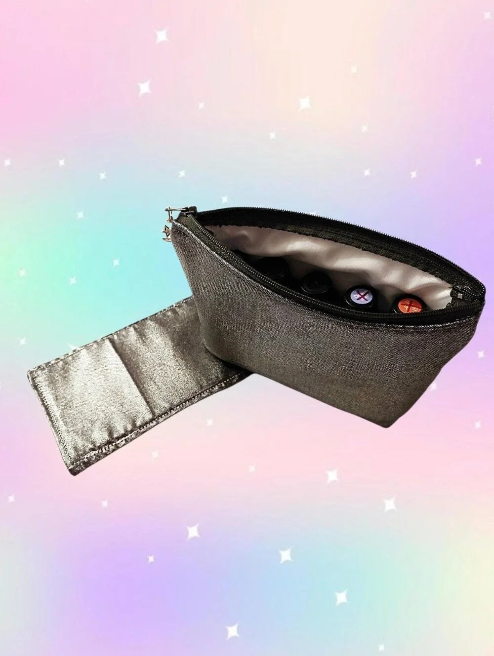 Gray Metallic Essential Oil Bag - Makeup Bag